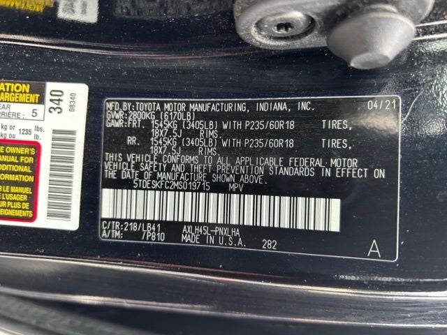 2021 Toyota Sienna Platinum 7 Passenger